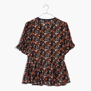 Silk Studio Ruffle Hem Top in Prairie Blossoms